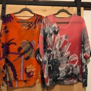 Bundle of 2 Sheer Flowy Tops - one size